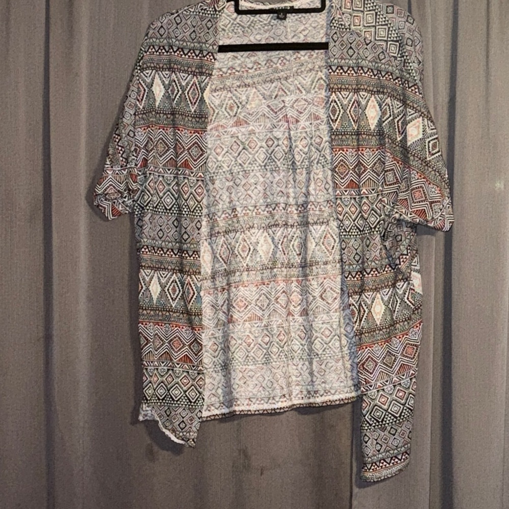 Torrid Multicolor Geometric Print Kimono Top